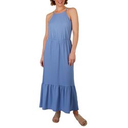 LUSH Womens Solid Textured Maxi Dress