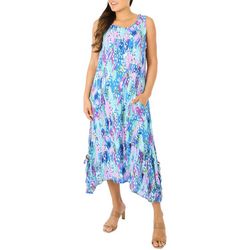 Water Lily Womens Abstract  Print Wear Two Way Midi Dress