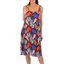 Water Lily Womens Tropical Fern Braided Sleeveless Dress