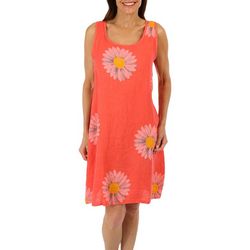 Vasna Womens Floral Linen Dress