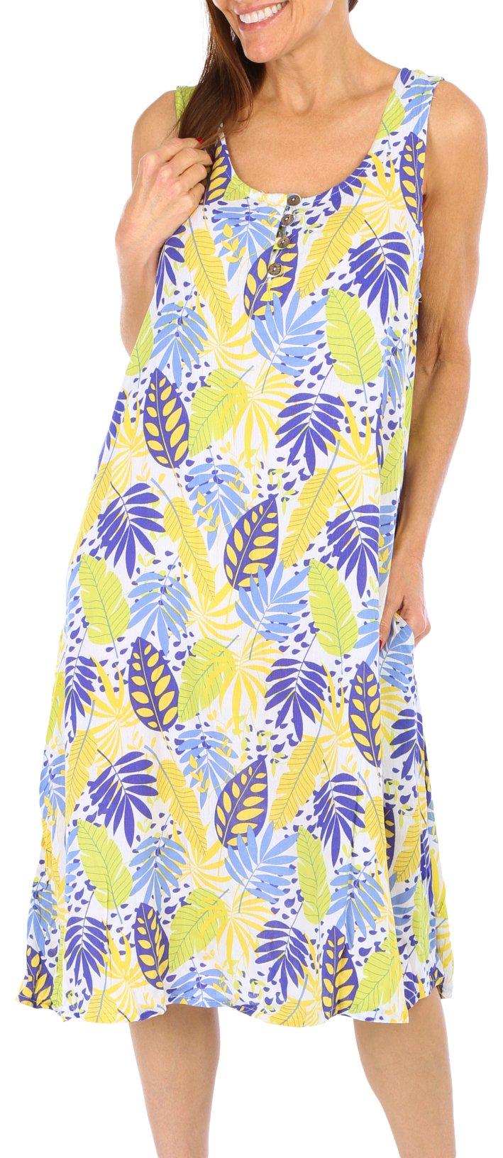 Water Lily Womens Abstract Pattern Patio Button Midi