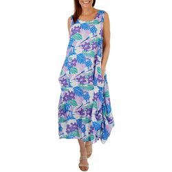 Water Lily Womens 2-Way-Wearing Tropical Midi Dress