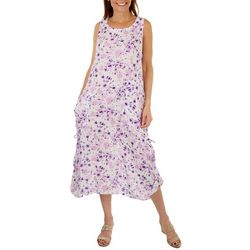 Water Lily Womens 2-Way-Wearing Tie-Dye Floral Midi Dress