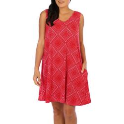 Womens Print Sleeveless Ribbed Midi Dress