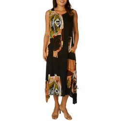 Water Lily Womens Graphic Crepon Wear-Two-Way Midi Dress