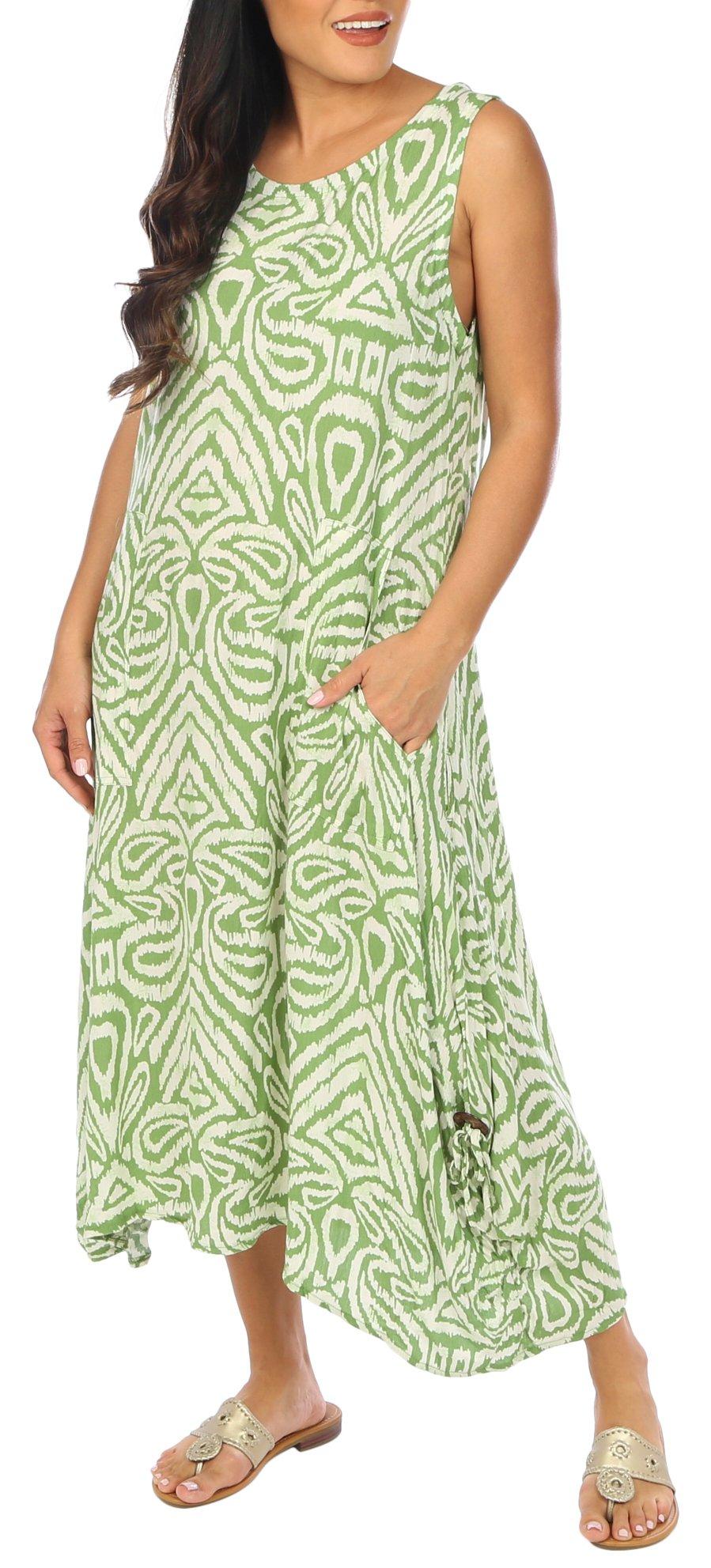 Water Lily Womens Abstract Wear-Two-Way Midi Dress