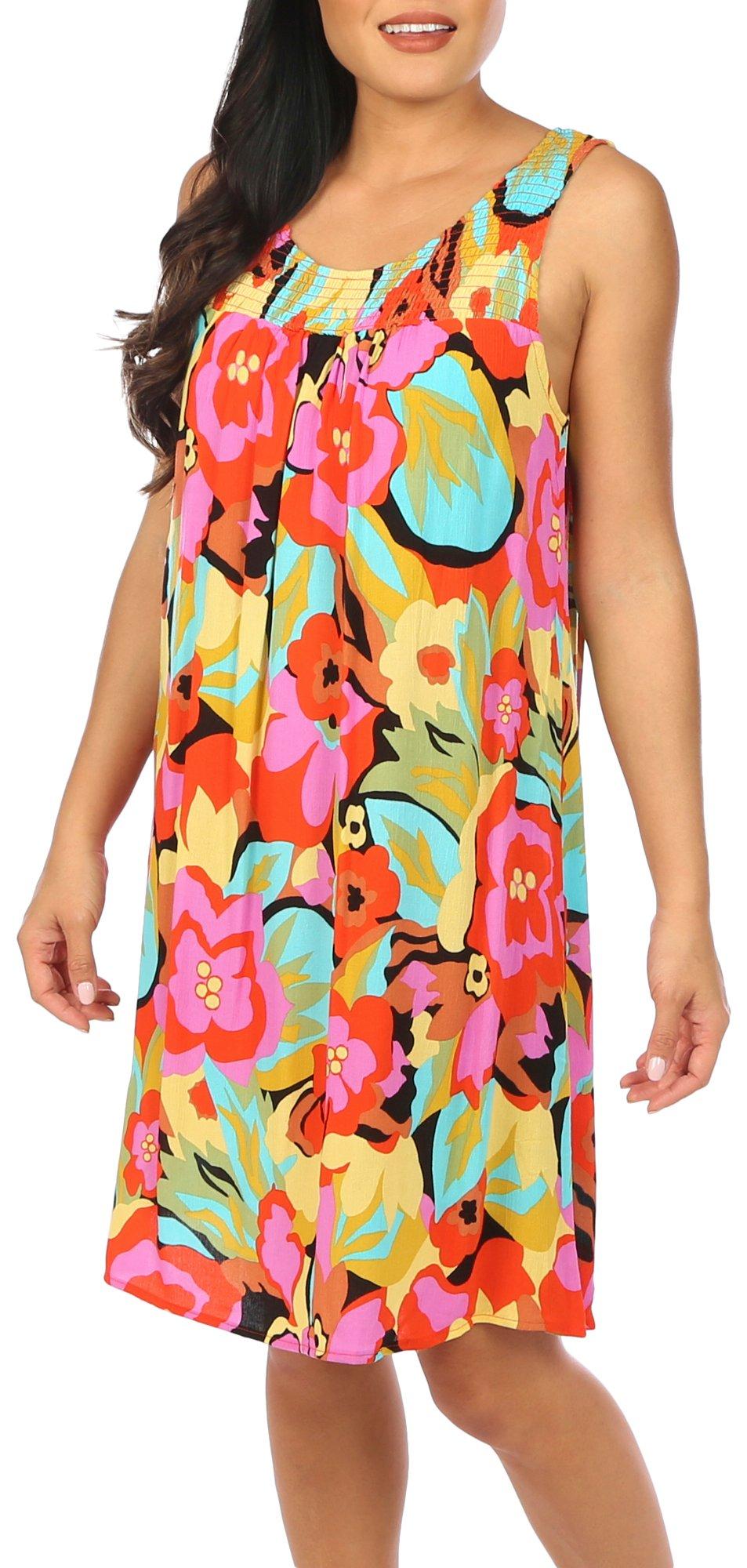 Water Lily Womens Retro Floral Woven Midi Dress