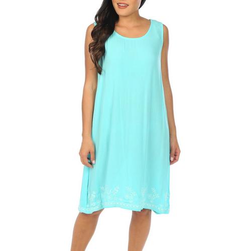 Water Lily Womens Embroidered Midi Dress