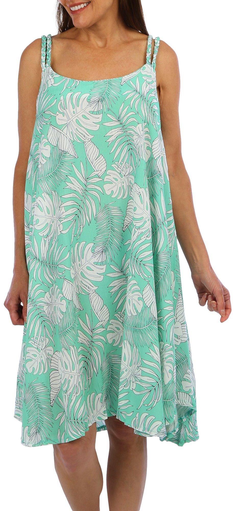 Water Lily Womens Print Woven Midi Dress