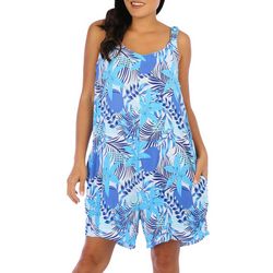Water Lily Womens Retro Tropical Woven Romper