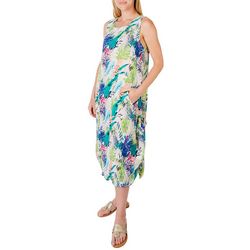 Water Lily Womens Watercolor Wear Two Way Midi Dress