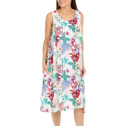 Water Lily Womens Tropical Cockatoo 4 Button Midi Dress
