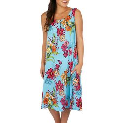 Water Lily Womens Paradise Floral Midi Dress
