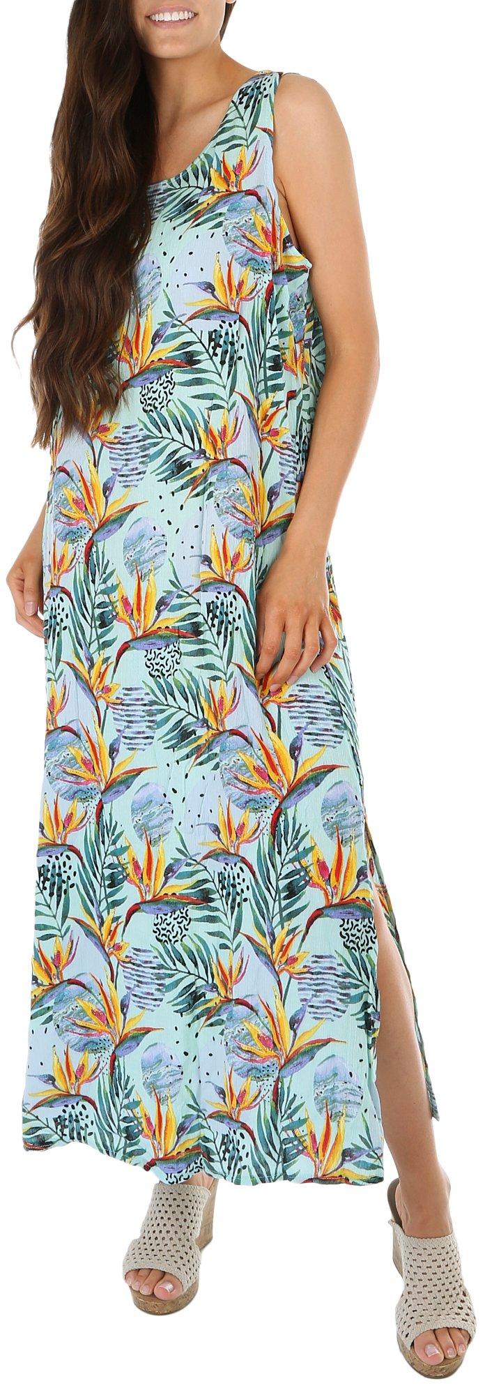 Water Lily Womens Jungle Dot Sleeveless Maxi Dress
