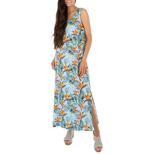 Water Lily Womens Jungle Dot Sleeveless Maxi Dress