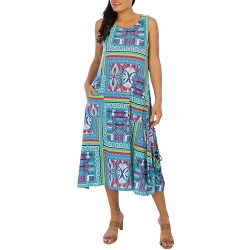 Water Lily Womens Mosaic Wear-Two-Way Patio Midi Dress