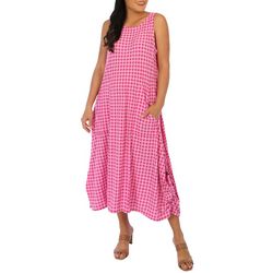 Water Lily Womens Plaid Wear-Two-Way Patio Midi Dress