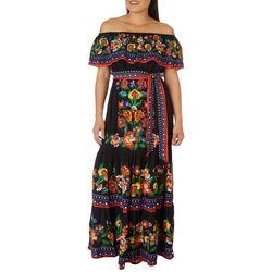 Flying Tomato Womens Off The Shoulder Vibrant Maxi Dress