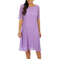 Womens Lace Short Sleeve Stretch Dress