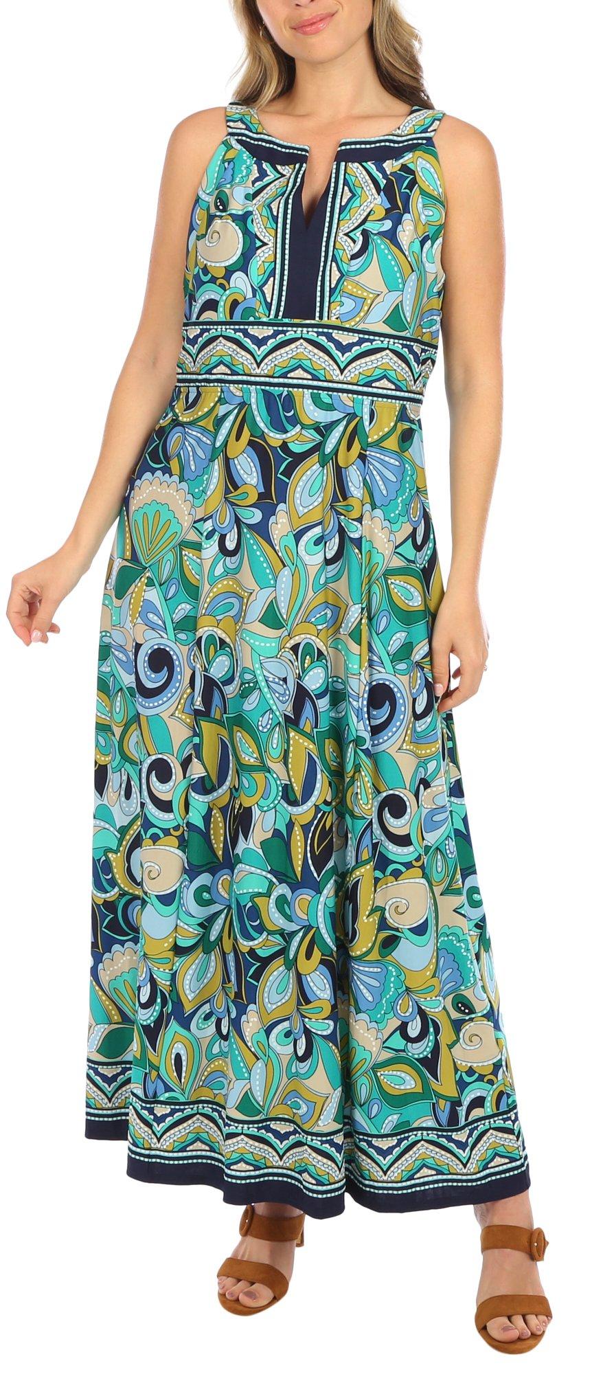 Womens Print Sleeveless Maxi Dress