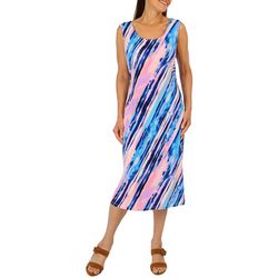 Nina Leonard Womens Striped Sun Dress