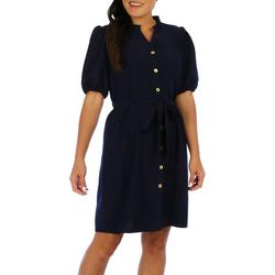 Womens Solid Button Down Dress