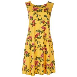Womens Floral Sleeveless Pocket Dress