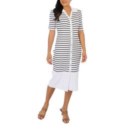 Nanette Lepore Womens Striped Short Sleeve Dress