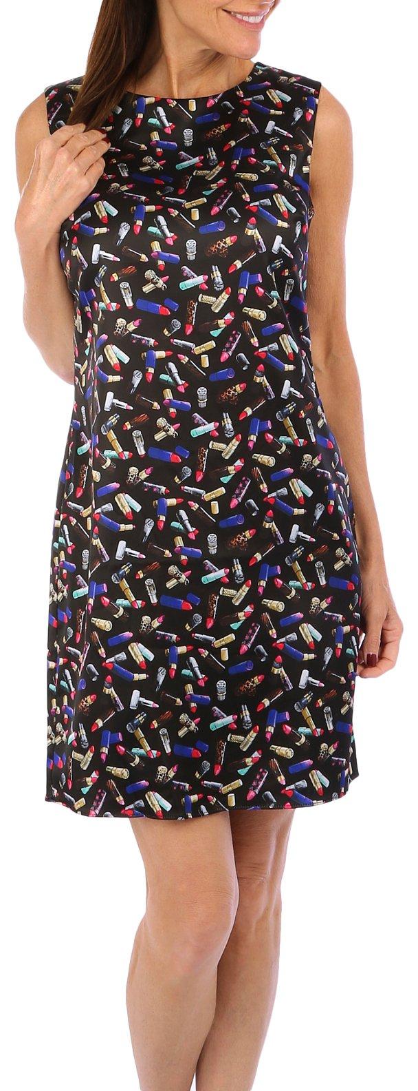 Womens Lipstick Pattern Midi Sleeveless Dress