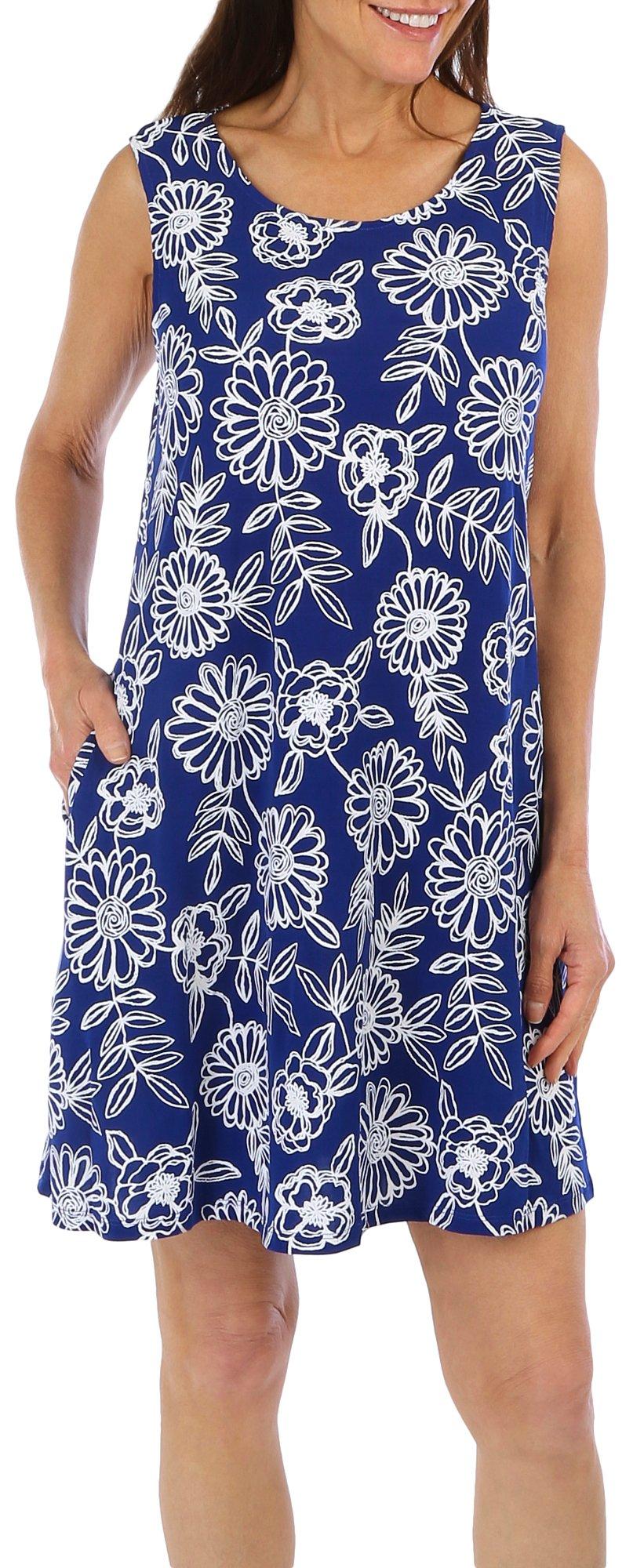 Nina Leonard Womens Floral Sun Dress