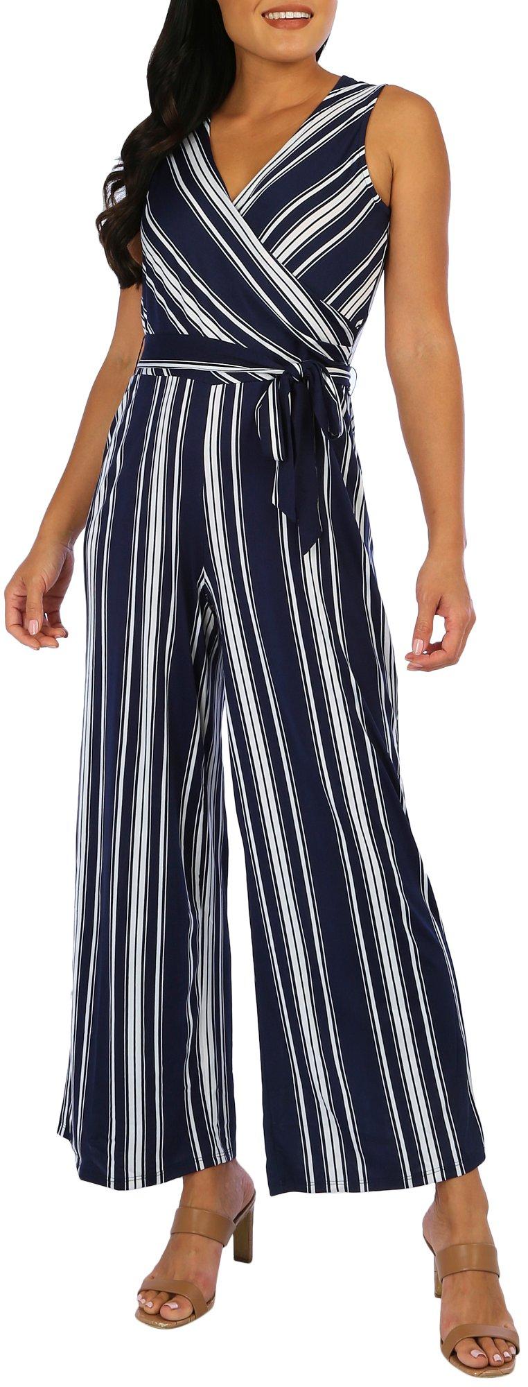 Womens Sleeveless Belted Jumpsuit