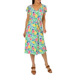 Nina Leonard Womens Fun Floral Sun Dress