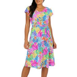 Womens Tropical Short Sleeve Dress