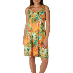 Lexington Avenue Womens Floral Print Gromet Sleeveless Dress