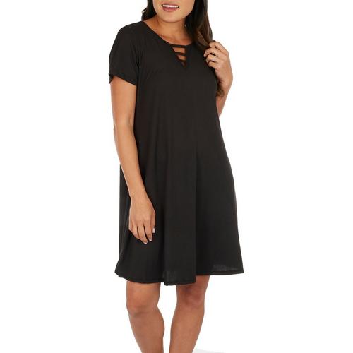 Lexington Avenue Womens Solid Cage Ribbed Short Sleeve