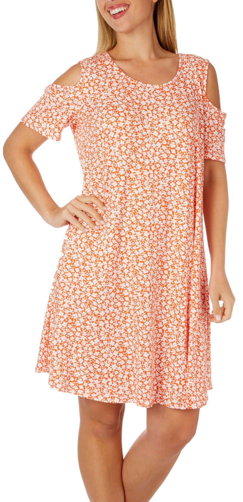Lexington Avenue Womens Floral Cold Shoulder Dress