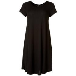 Womens Solid Ribbed T-Shirt Dress