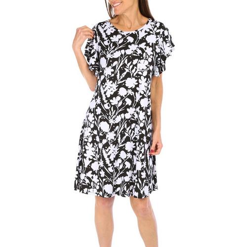 Lexington Avenue Womens Ruffle Short Sleeve Dress