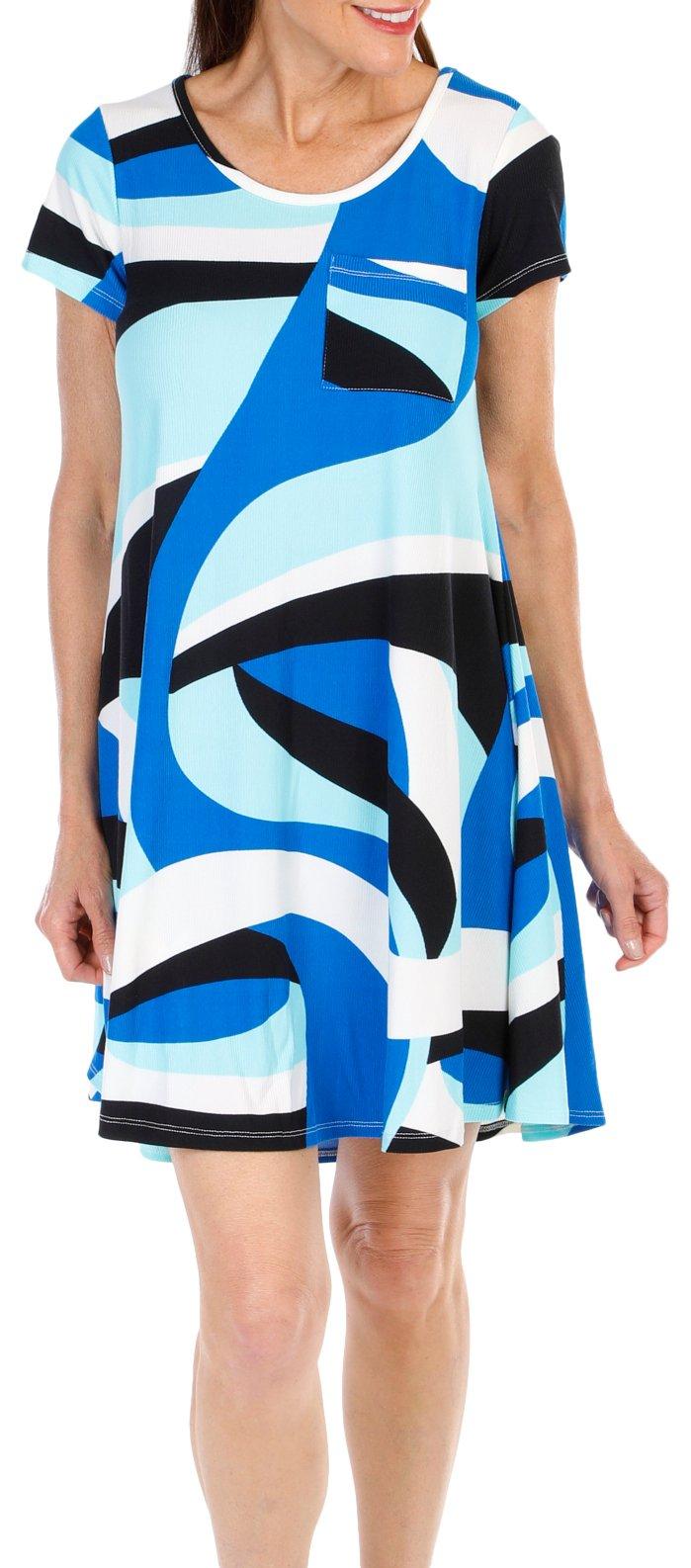 Womens Abstract Short Sleeve Dress
