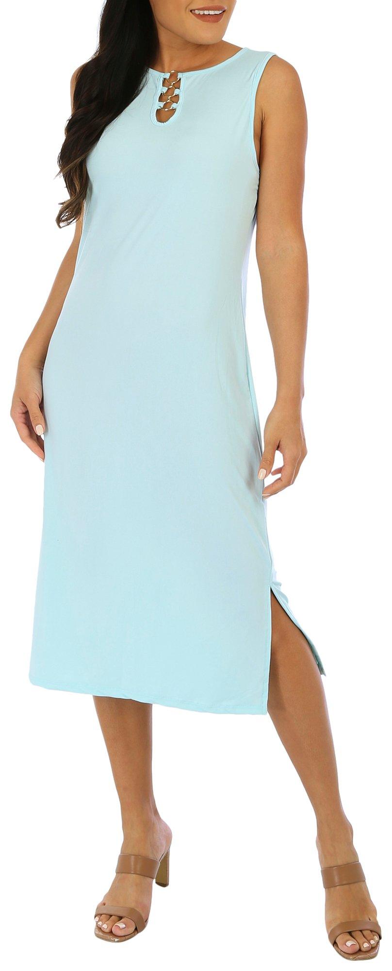 Lexington Avenue Womens Solid O-Ring Sleeveless Dress