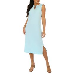 Lexington Avenue Womens Solid O-Ring Sleeveless Dress