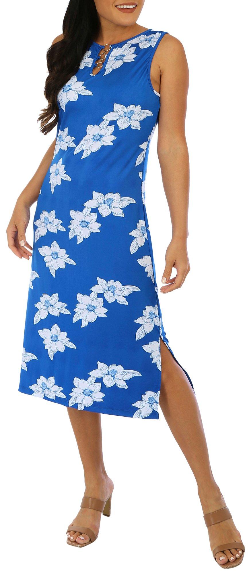 Lexington Avenue Womens Floral O-Ring Sleeveless Dress