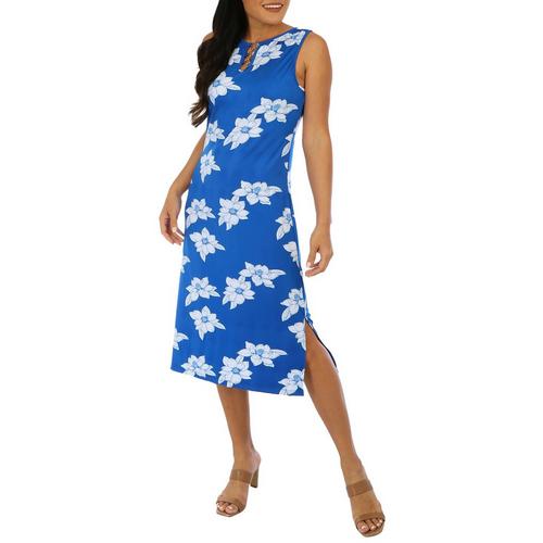 Lexington Avenue Womens Floral O-Ring Sleeveless Dress