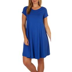 Womens Solid Ribbed T-shirt Dress