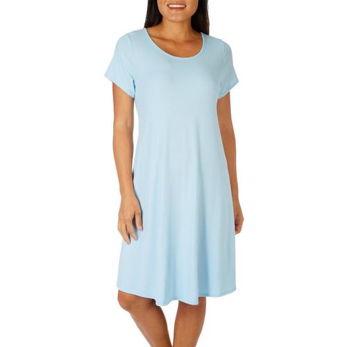 Lexington Avenue Womens Solid Ribbed T-Shirt Dress