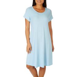 Womens Solid Ribbed T-Shirt Dress