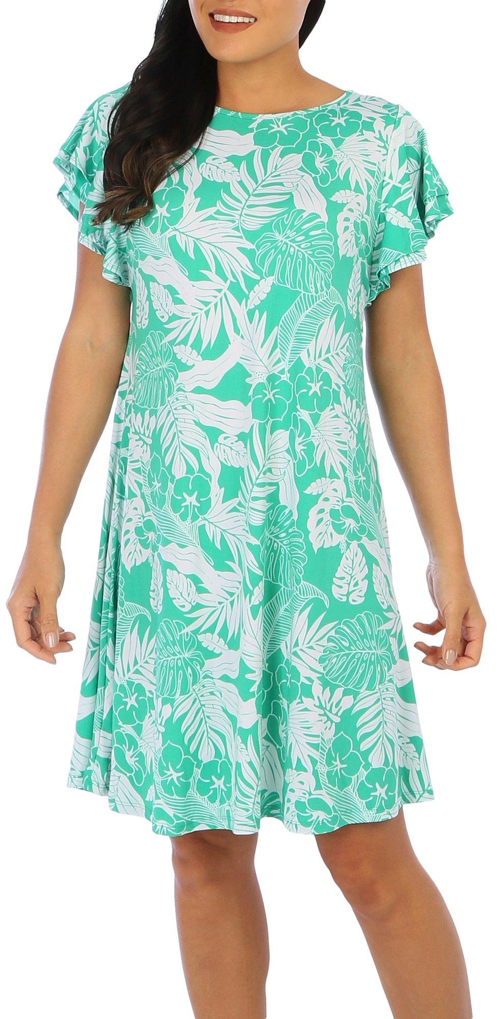 Womens Tropical Short Sleeve Dress