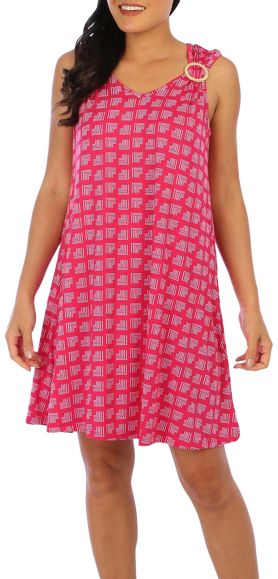 Lexington Avenue Womens Tile Print Sleeveless Dress