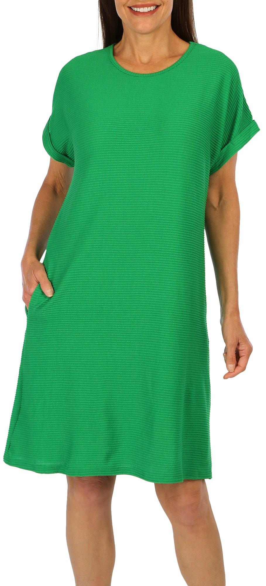 Womens Solid Short Sleeve Dress