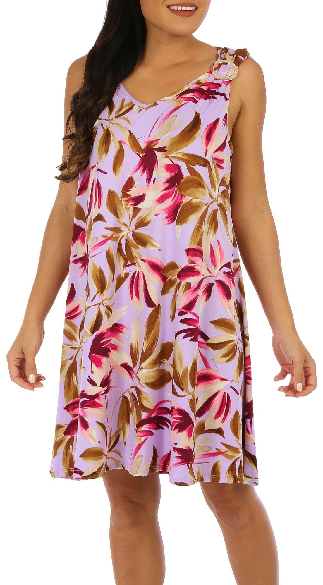 Lexington Avenue Womens Floral Print Sleeveless Dress